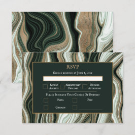 Elegante Hochzeit in Grün und Gold RSVP Karte