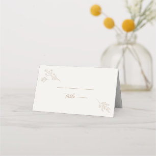 Elegante Hochzeit in hellem Beige Platzkarte