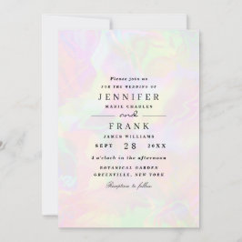 Elegante Hochzeit in iridescent Holographic Modern Einladung