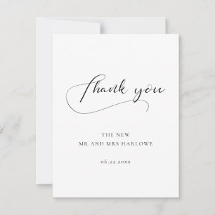 Elegante Hochzeit in Kalligrafie Dankeskarte