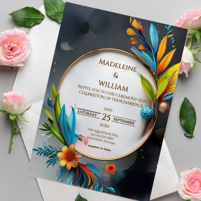 Elegante Hochzeit in Luxus Botanische Hochzeit Einladung (Von Creator hochgeladen)