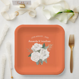 Elegante Hochzeit in Orange & White Roses Pappteller