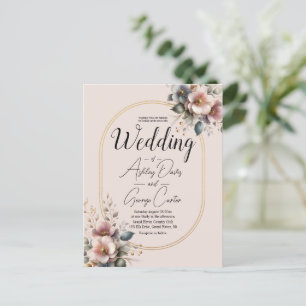 Elegante Hochzeit in Rosa, Blau und Creme Postkarte