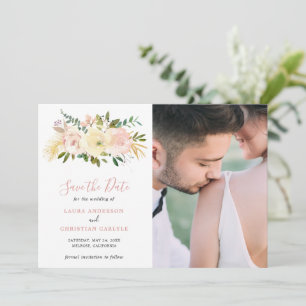 Elegante Hochzeit in Rosa mit Blumenmuster Save The Date