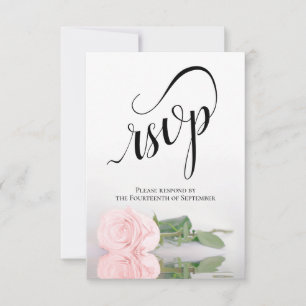 Elegante Hochzeit in Rosa Rosa mit einem langen St RSVP Karte