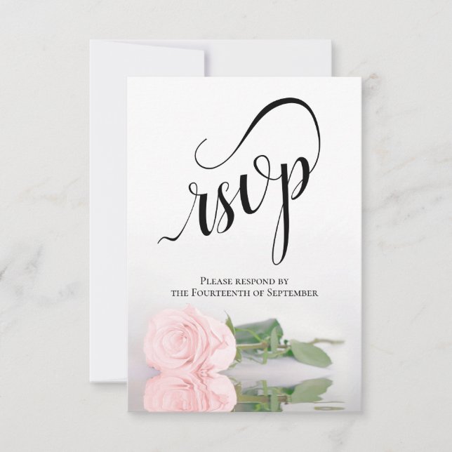 Elegante Hochzeit in Rosa Rosa mit einem langen St RSVP Karte (Vorderseite)