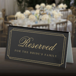 Elegante Hochzeit in Schwarz und Gold Art Deco Res Tischaufsteller