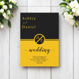 Elegante Hochzeit in Schwarz und Gold Einladung