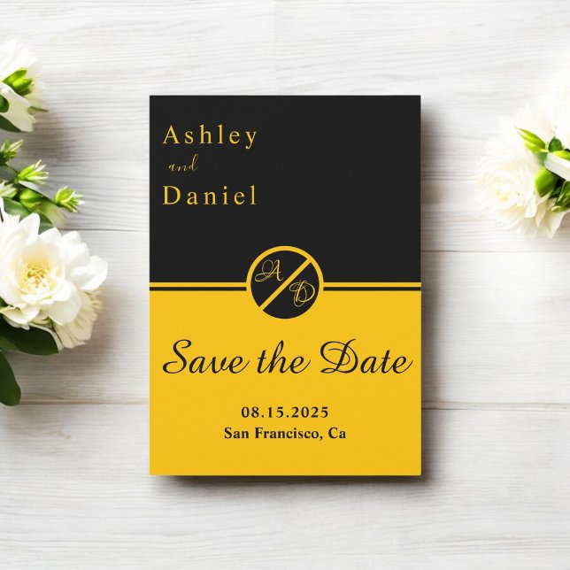 Elegante Hochzeit in Schwarz und Gold Save The Date (Von Creator hochgeladen)