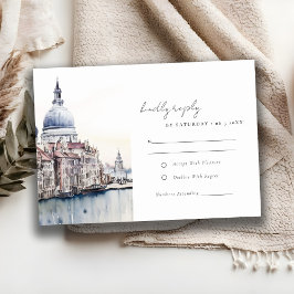 Elegante Hochzeit in Venedig - Italienische Kanäle RSVP Karte
