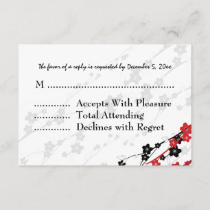 Elegante Hochzeit japanische Blume Rot RSVP Karte