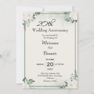 Elegante Hochzeit-Jubiläumseinladungen mit Grün Einladung