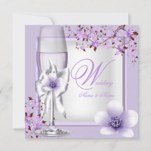 Elegante Hochzeit Lavendel Lila Flieder 5 Einladung