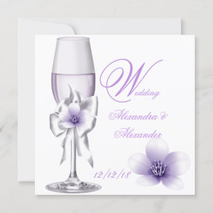 Elegante Hochzeit Lavendel Lila Flieder AB Einladung