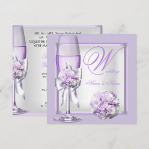 Elegante Hochzeit Lavendel Lila Flieder Champagner Einladung