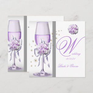 Elegante Hochzeit Lavendel Lila Flieder Champagner Einladung