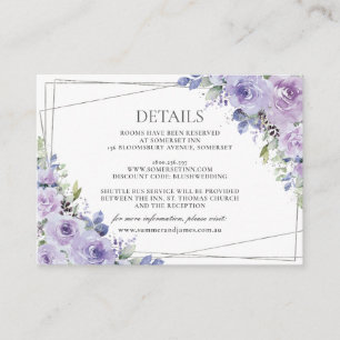 Elegante Hochzeit Lila Lilac Floral Silver Details Begleitkarte