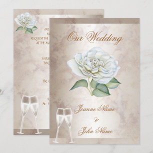 Elegante Hochzeit Marmor Rose Creme Weiß Champagne Einladung