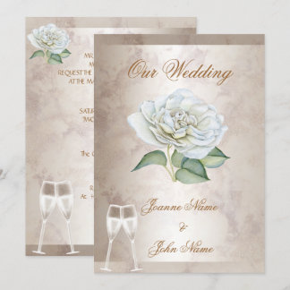 Elegante Hochzeit Marmor Rose Creme Weiß Champagne Einladung