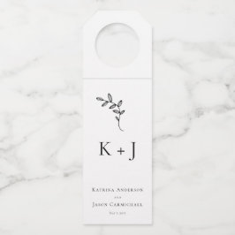 Elegante Hochzeit Minimal Einfach Monogramm Flaschenanhänger