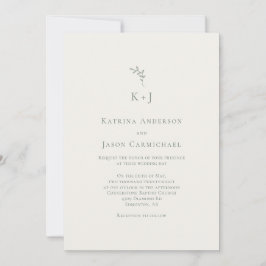 Elegante Hochzeit Minimaler Salbeigrüner Monogramm Einladung