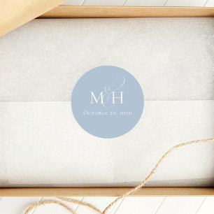 Elegante Hochzeit Minimalistische Monogramm Staubb Runder Aufkleber