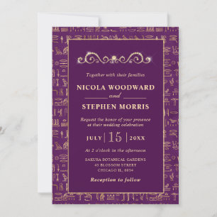 Elegante Hochzeit mit ägyptischen Hieroglyphen in  Einladung