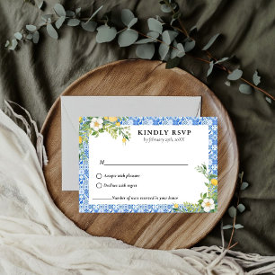 Elegante Hochzeit mit Blauem Mittelmeer RSVP Karte