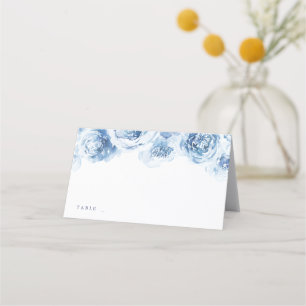 Elegante Hochzeit mit blauen Aquarellen Platzkarte
