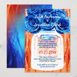 Elegante Hochzeit mit blauen Rose Feuer und Eiswas Einladung