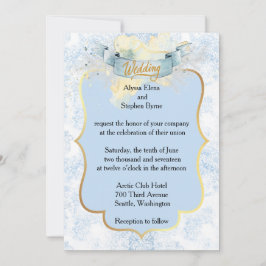 Elegante Hochzeit mit blauen und weißen Champagner Einladung