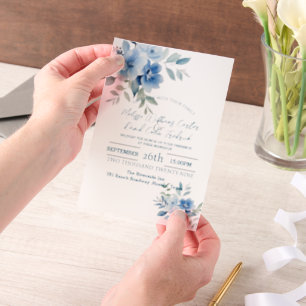 Elegante Hochzeit mit Blauen Wasserfarben Botanisc
