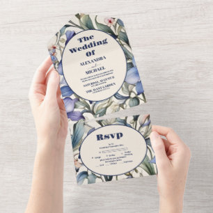 Elegante Hochzeit mit Blumen All In One Einladung