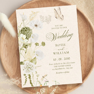 Elegante Hochzeit mit Blumen Einladung
