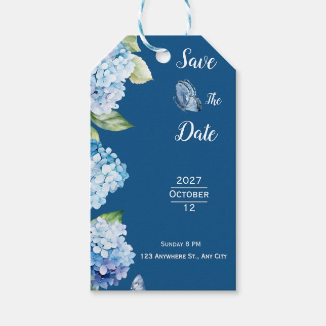 Elegante Hochzeit mit Blumen Geschenkanhänger (Vorderseite)