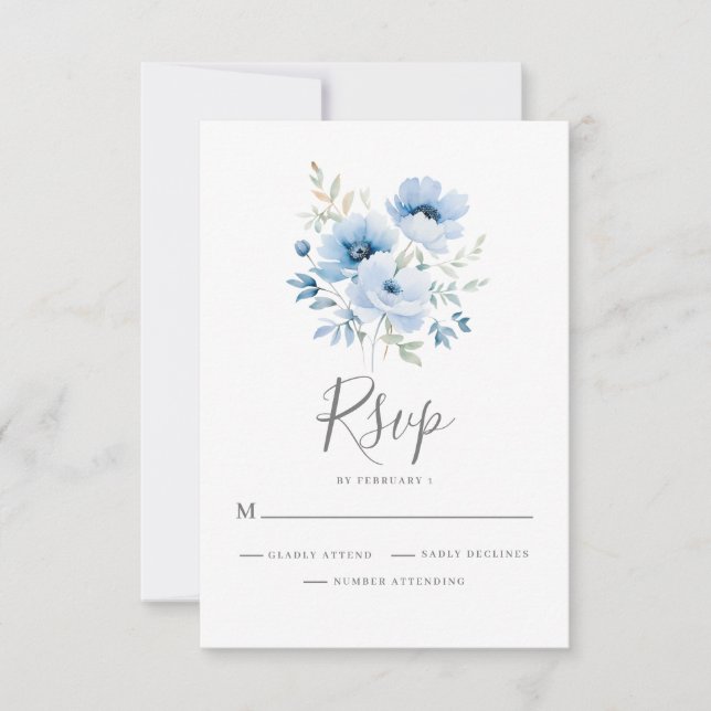 Elegante Hochzeit mit Blumen RSVP Karte (Vorderseite)
