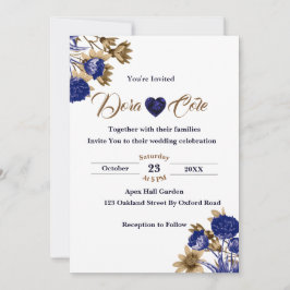 Elegante Hochzeit mit Blumen und Braun Einladung