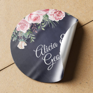 Elegante Hochzeit mit Blütenblütenblüte Runder Aufkleber
