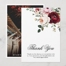 Elegante Hochzeit mit Burgund und Blush Dankeskarte