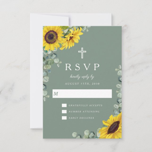 Elegante Hochzeit mit Christlicher Schönheit Grün  RSVP Karte (Vorderseite)