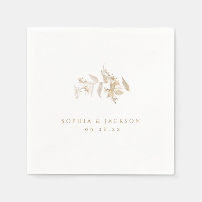 Elegante Hochzeit mit dem Botanischen Garten Gold Serviette (Vorderseite)