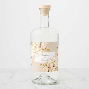 Elegante Hochzeit mit Elfenbein Alkoholflaschenetikett