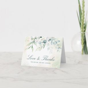 Elegante Hochzeit mit Eukalyptus-Grün Dankeskarte