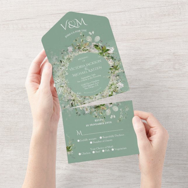 Elegante Hochzeit mit feinem Ambiente All In One Einladung (Abreißtisch)