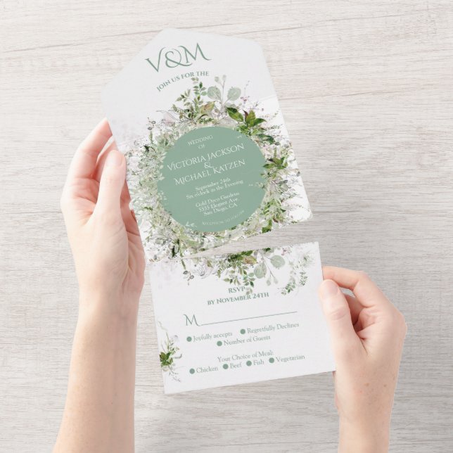 Elegante Hochzeit mit feinem Ambiente All In One Einladung (Abreißtisch)