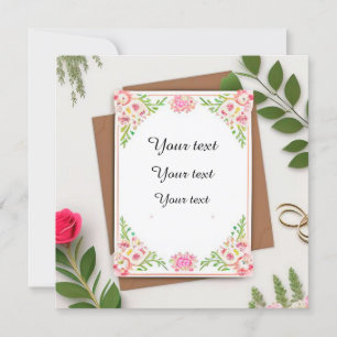 Elegante Hochzeit mit Flora Einladung