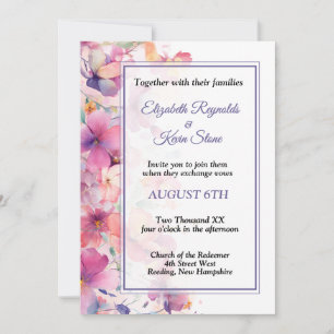 Elegante Hochzeit mit Flora Einladung