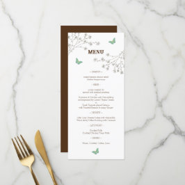 Elegante Hochzeit mit Flora und Butterfly Menükarte