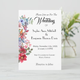 Elegante Hochzeit mit Flora und Fauna Einladung mi