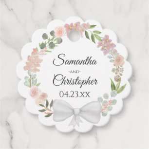 Elegante Hochzeit mit floralen Kranz Rosa Geschenkanhänger